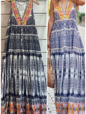 Rococo Sand Ionic Printed Silk Maxi Dress